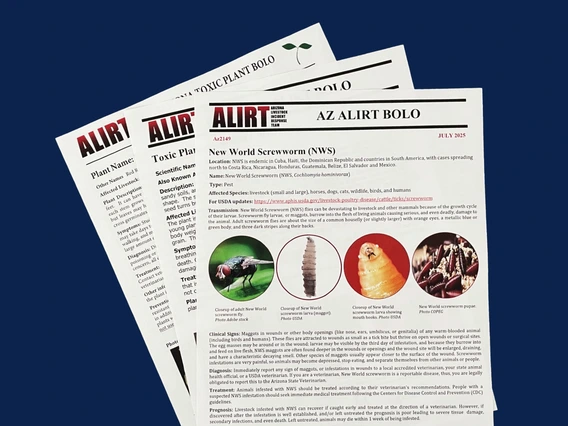 alirt documents are short informational handouts outlining a area of concern for those that own animals